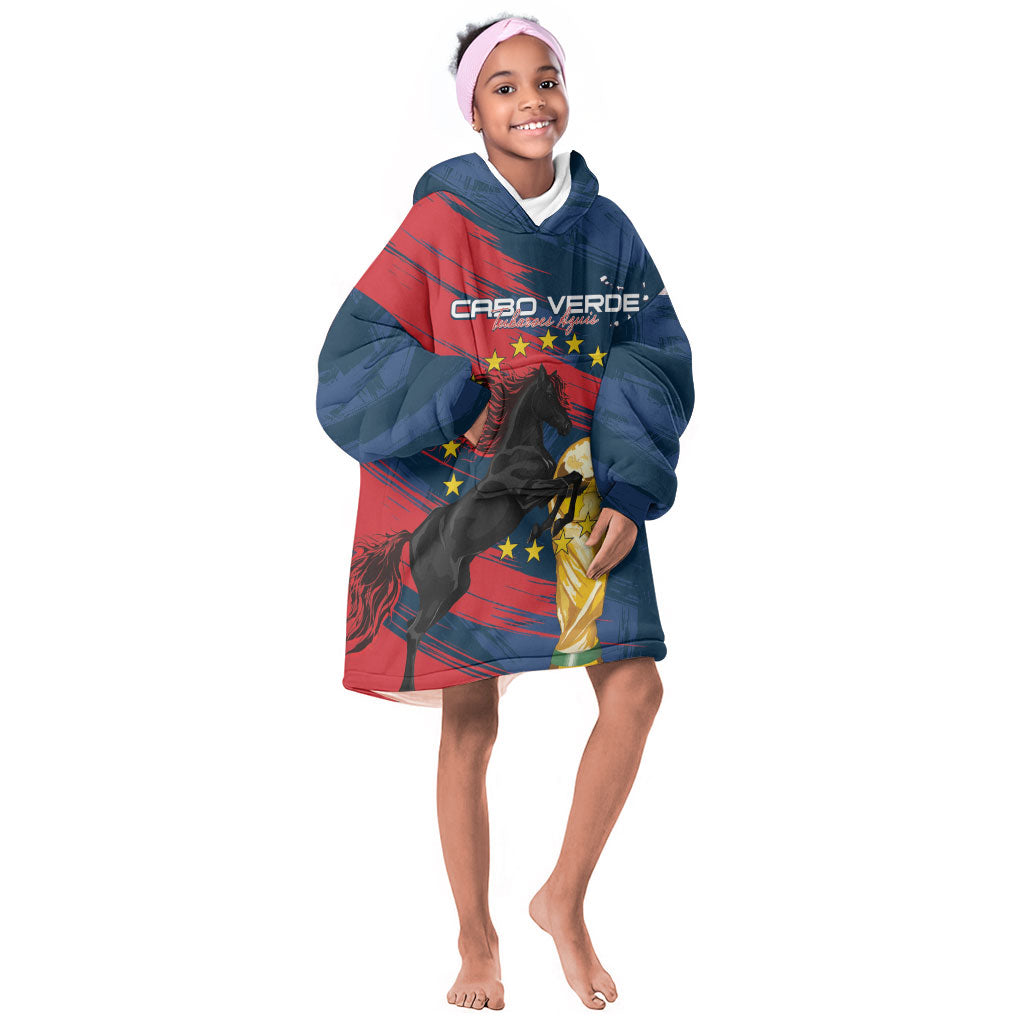 Cape Verde - WC2026 Dark Horse Custom Kid Wearable Blanket Hoodie Our Time Our Story