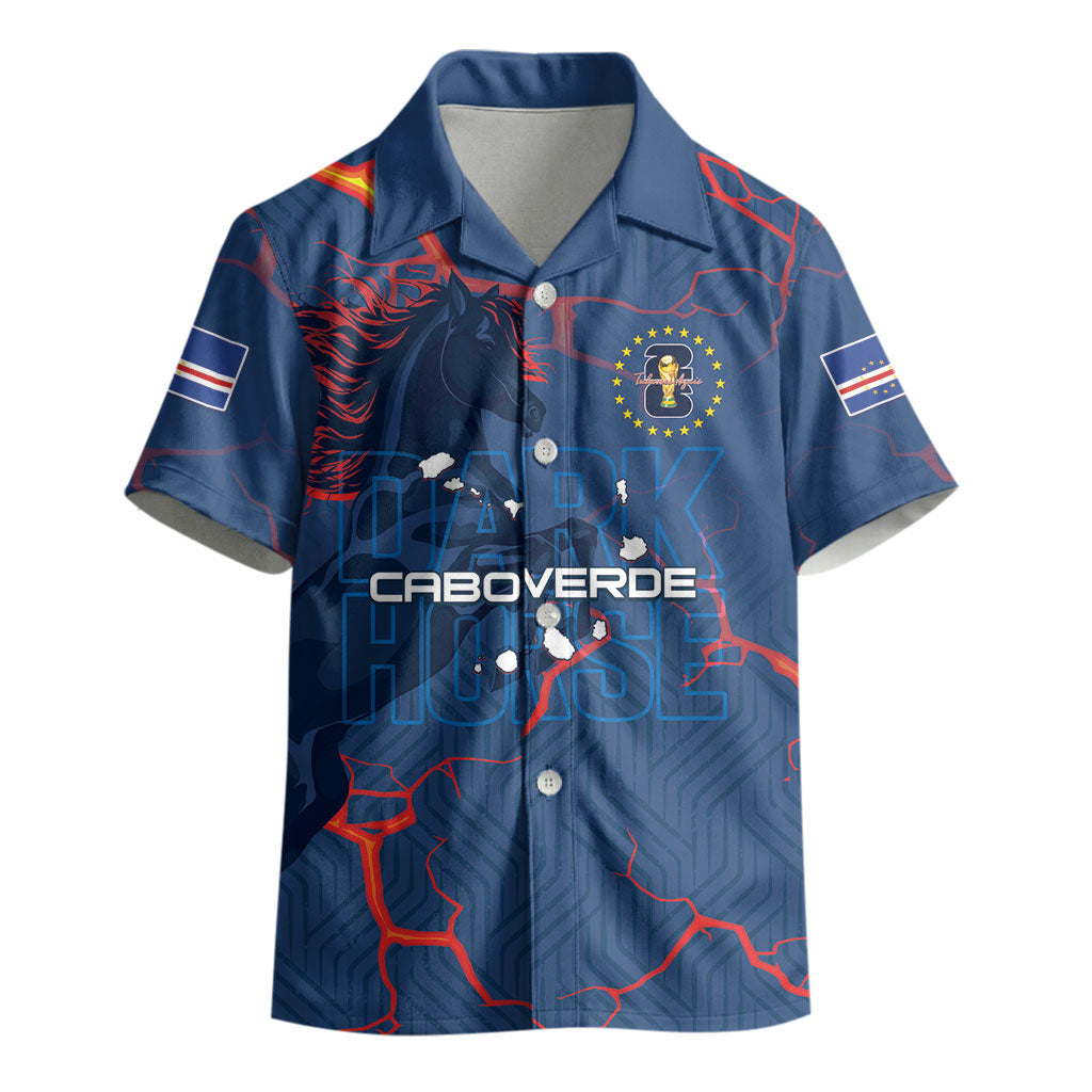 Cape Verde Football WC26 Custom Kid Hawaiian Shirt Dark Horse Rising
