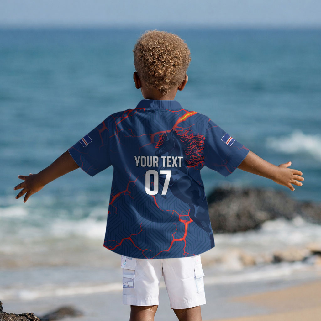 Cape Verde Football WC26 Custom Kid Hawaiian Shirt Dark Horse Rising