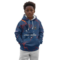 Cape Verde Football WC26 Custom Kid Hoodie Dark Horse Rising