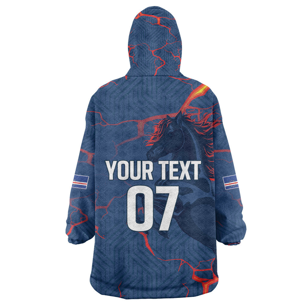 Cape Verde Football WC26 Custom Kid Wearable Blanket Hoodie Dark Horse Rising