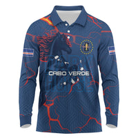 Cape Verde Football WC26 Custom Long Sleeve Polo Shirt Dark Horse Rising