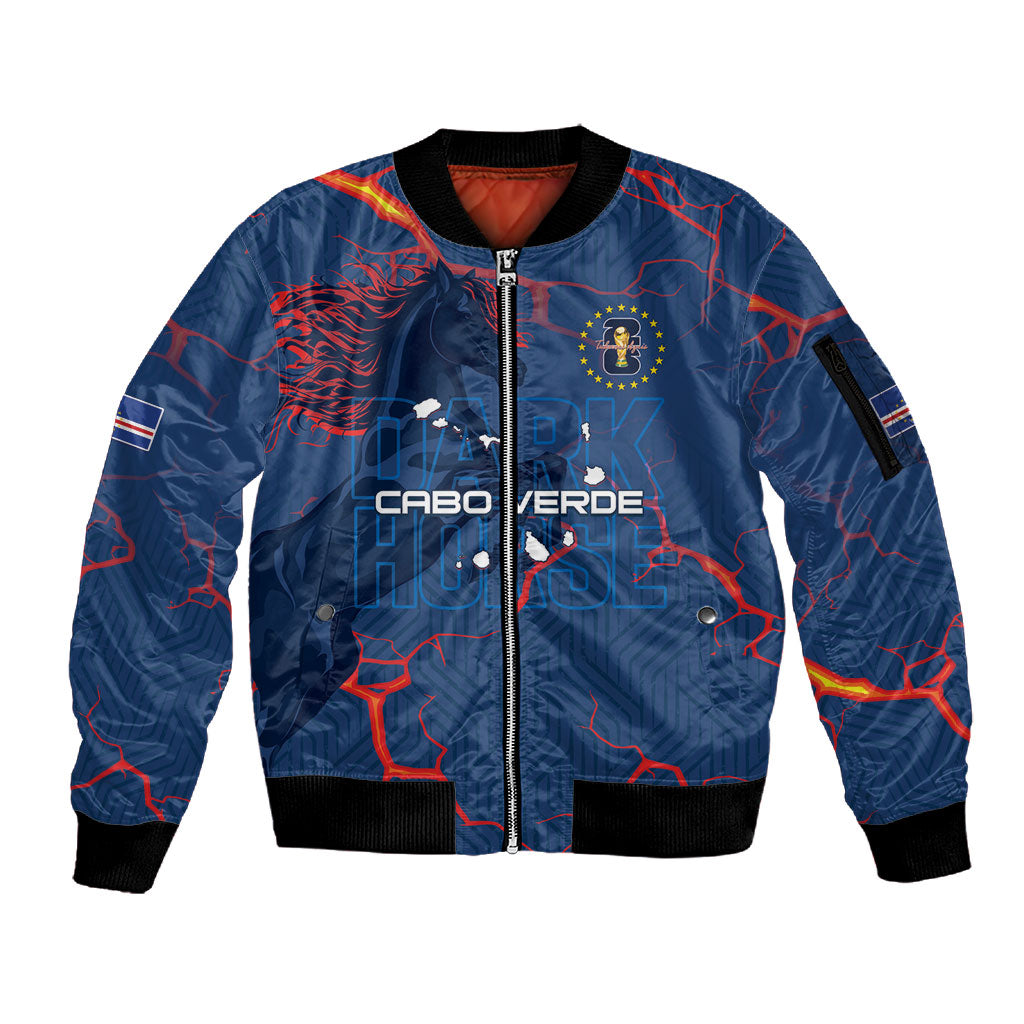 Cape Verde Football WC26 Custom Sleeve Zip Bomber Jacket Dark Horse Rising