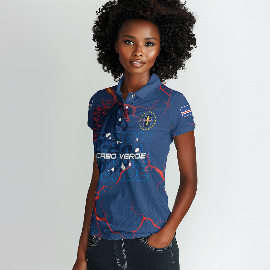 Cape Verde Football WC26 Custom Women Polo Shirt Dark Horse Rising