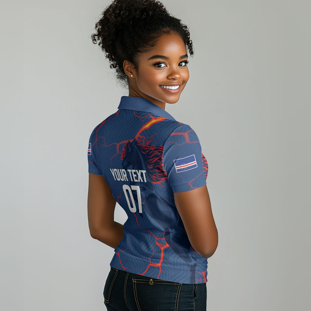 Cape Verde Football WC26 Custom Women Polo Shirt Dark Horse Rising