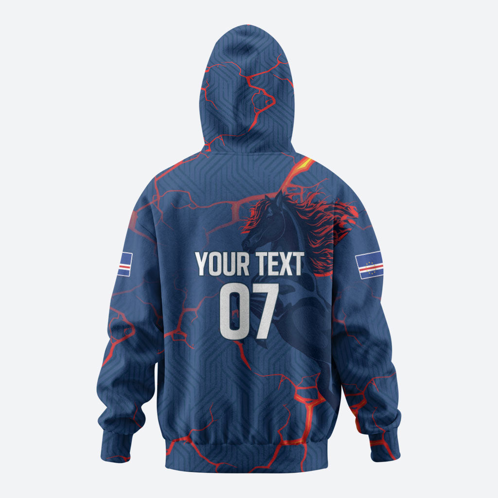 Cape Verde Football WC26 Custom Zip Hoodie Dark Horse Rising