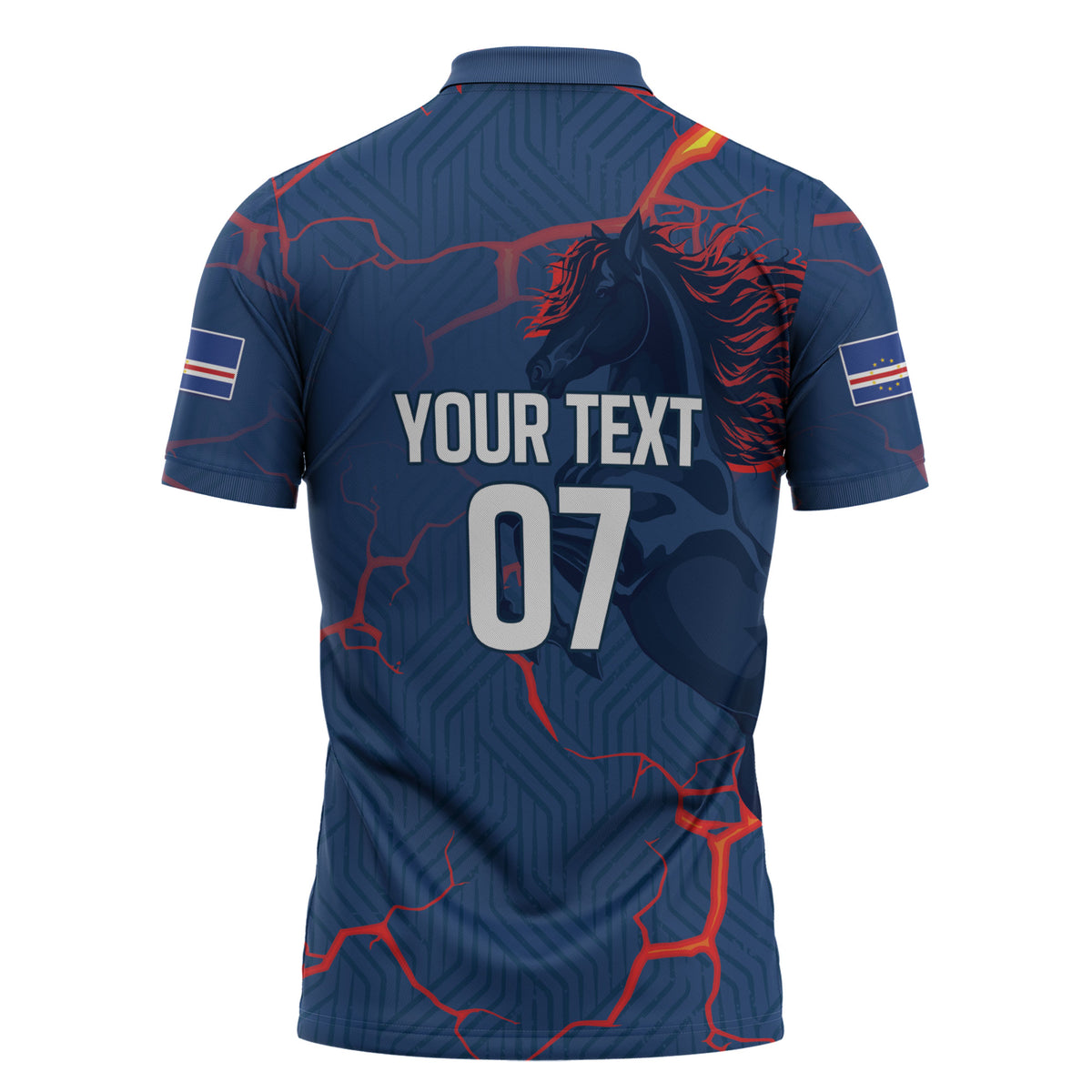Cape Verde Football WC26 Custom Zipper Polo Shirt Dark Horse Rising