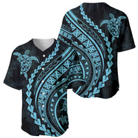 Polynesian Pride Baseball Jersey Turtle Hibiscus Luxury Style - Aquamarine LT7 - Wonder Print Shop
