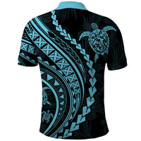 Polynesian Pride Polo Shirt Turtle Hibiscus Luxury Style - Aquamarine - Wonder Print Shop