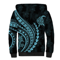 Polynesian Pride Sherpa Hoodie Turtle Hibiscus Luxury Style - Aquamarine - Wonder Print Shop
