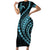 Polynesian Pride Short Sleeve Bodycon Dress Turtle Hibiscus Luxury Style - Aquamarine - Wonder Print Shop