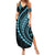 Polynesian Pride Summer Maxi Dress Turtle Hibiscus Luxury Style - Aquamarine - Wonder Print Shop