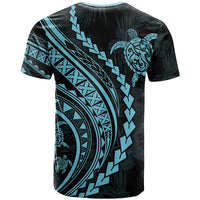 Polynesian Pride T Shirt Turtle Hibiscus Luxury Style - Aquamarine - Wonder Print Shop