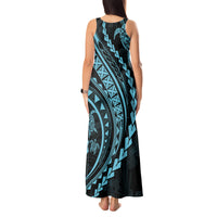 Polynesian Pride Tank Maxi Dress Turtle Hibiscus Luxury Style - Aquamarine - Wonder Print Shop