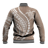 Polynesian Pride Baseball Jacket Turtle Hibiscus Luxury Style - Beige LT7 - Wonder Print Shop