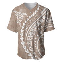Polynesian Pride Baseball Jersey Turtle Hibiscus Luxury Style - Beige LT7 - Wonder Print Shop