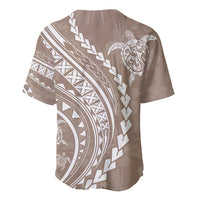 Polynesian Pride Baseball Jersey Turtle Hibiscus Luxury Style - Beige LT7 - Wonder Print Shop