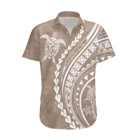 Polynesian Pride Hawaiian Shirt Turtle Hibiscus Luxury Style - Beige - Wonder Print Shop