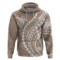Polynesian Pride Hoodie Turtle Hibiscus Luxury Style - Beige - Wonder Print Shop