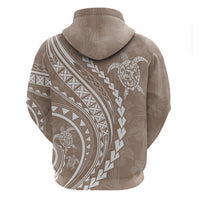 Polynesian Pride Hoodie Turtle Hibiscus Luxury Style - Beige - Wonder Print Shop