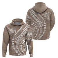 Polynesian Pride Hoodie Turtle Hibiscus Luxury Style - Beige - Wonder Print Shop