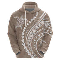 Polynesian Pride Hoodie Turtle Hibiscus Luxury Style - Beige - Wonder Print Shop