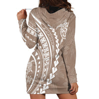 Polynesian Pride Hoodie Dress Turtle Hibiscus Luxury Style - Beige - Wonder Print Shop