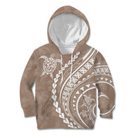Polynesian Pride Kid Hoodie Turtle Hibiscus Luxury Style - Beige - Wonder Print Shop