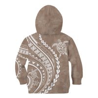 Polynesian Pride Kid Hoodie Turtle Hibiscus Luxury Style - Beige - Wonder Print Shop