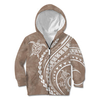 Polynesian Pride Kid Hoodie Turtle Hibiscus Luxury Style - Beige - Wonder Print Shop