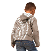 Polynesian Pride Kid Hoodie Turtle Hibiscus Luxury Style - Beige - Wonder Print Shop