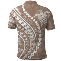 Polynesian Pride Polo Shirt Turtle Hibiscus Luxury Style - Beige - Wonder Print Shop