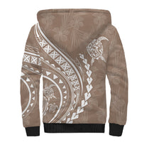Polynesian Pride Sherpa Hoodie Turtle Hibiscus Luxury Style - Beige - Wonder Print Shop