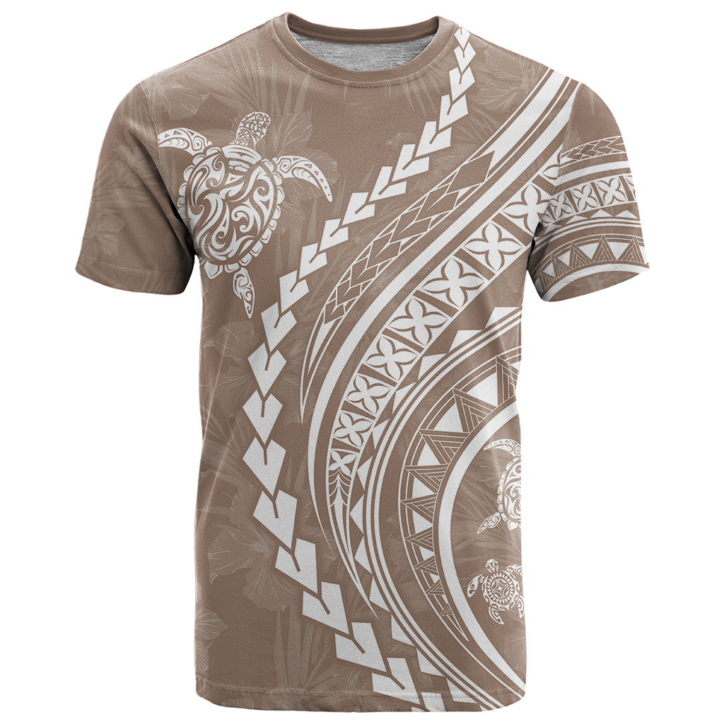 Polynesian Pride T Shirt Turtle Hibiscus Luxury Style - Beige - Wonder Print Shop