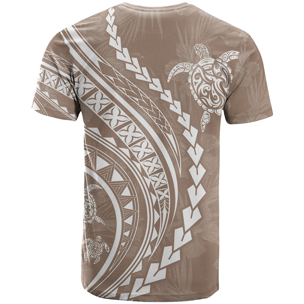 Polynesian Pride T Shirt Turtle Hibiscus Luxury Style - Beige - Wonder Print Shop