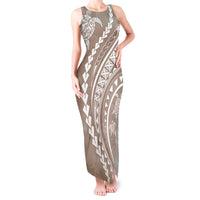 Polynesian Pride Tank Maxi Dress Turtle Hibiscus Luxury Style - Beige - Wonder Print Shop