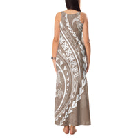 Polynesian Pride Tank Maxi Dress Turtle Hibiscus Luxury Style - Beige - Wonder Print Shop