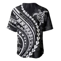 Polynesian Pride Baseball Jersey Turtle Hibiscus Luxury Style - Black LT7 - Wonder Print Shop