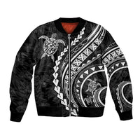 Polynesian Pride Bomber Jacket Turtle Hibiscus Luxury Style - Black LT7 - Wonder Print Shop