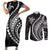 Polynesian Pride Couples Matching Short Sleeve Bodycon Dress and Long Sleeve Button Shirts Turtle Hibiscus Luxury Style - Black LT7 - Wonder Print Shop