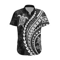 Polynesian Pride Hawaiian Shirt Turtle Hibiscus Luxury Style - Black - Wonder Print Shop