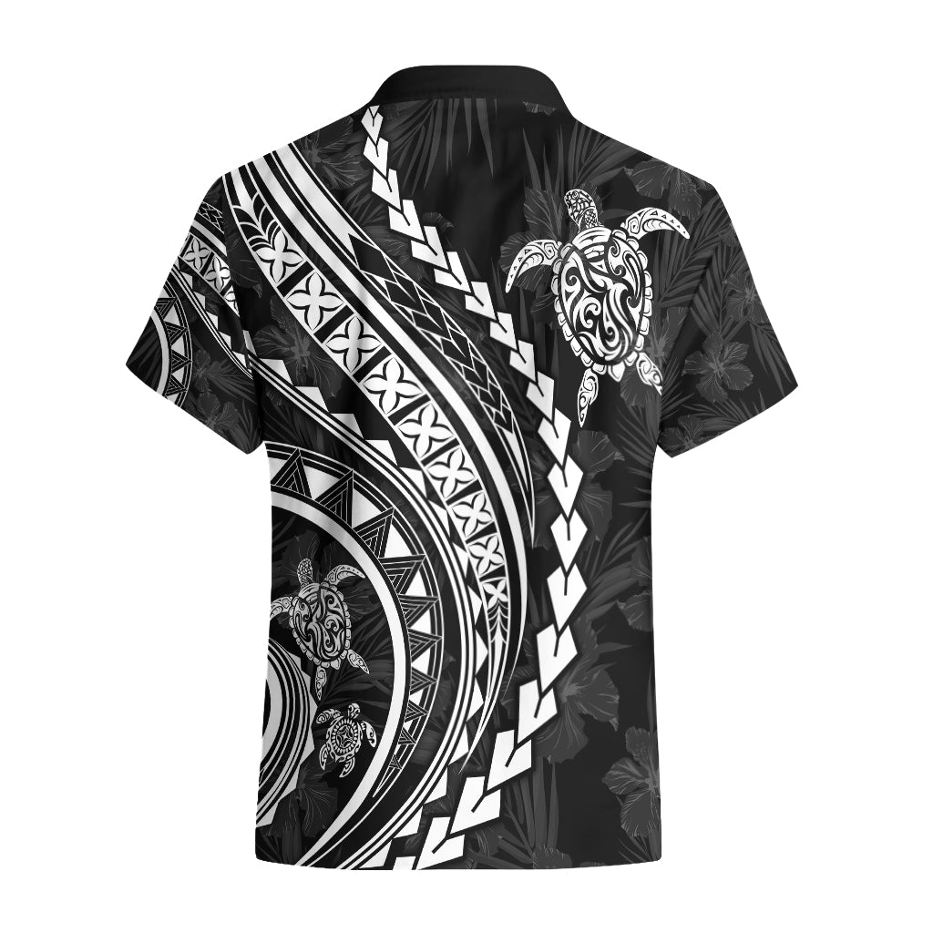 Polynesian Pride Hawaiian Shirt Turtle Hibiscus Luxury Style - Black - Wonder Print Shop