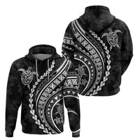 Polynesian Pride Hoodie Turtle Hibiscus Luxury Style - Black - Wonder Print Shop