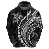 Polynesian Pride Hoodie Turtle Hibiscus Luxury Style - Black - Wonder Print Shop