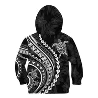 Polynesian Pride Kid Hoodie Turtle Hibiscus Luxury Style - Black - Wonder Print Shop