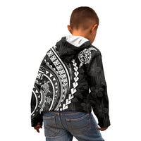 Polynesian Pride Kid Hoodie Turtle Hibiscus Luxury Style - Black - Wonder Print Shop