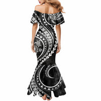 Polynesian Pride Mermaid Dress Turtle Hibiscus Luxury Style - Black - Wonder Print Shop