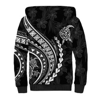 Polynesian Pride Sherpa Hoodie Turtle Hibiscus Luxury Style - Black - Wonder Print Shop