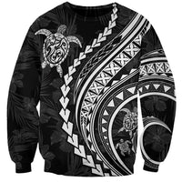 Polynesian Pride Sweatshirt Turtle Hibiscus Luxury Style - Black - Wonder Print Shop