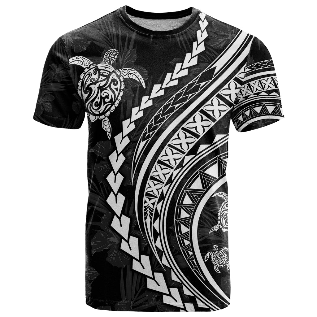 Polynesian Pride T Shirt Turtle Hibiscus Luxury Style - Black - Wonder Print Shop